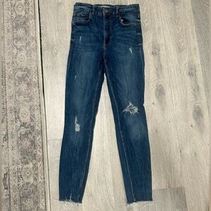 Zara Women's Blue Distressed Jeans